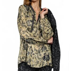 NEW BEATE HEYMANN volant floral blouse in gold